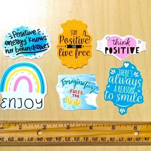 5 for $10: 6 Positive Themed Vibe Stickers WATERPROOF! 👍 ✨ 😎